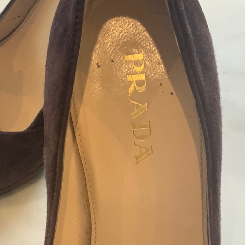 ❤️ PRADA BROWN SUEDE PLATFORM HEELS SIZE 7. - Picture 8 of 9